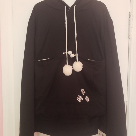 Unisex Hoodies Pet Holder Cat Dog Large Pouch Carriers Pullover with Cat Print - Picture 8 of 12